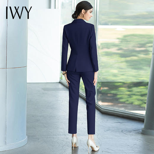 IWY/藏青色西装套装职业装西装女秋时尚套装主持人艺考正装修身显瘦CP1488 商品图3
