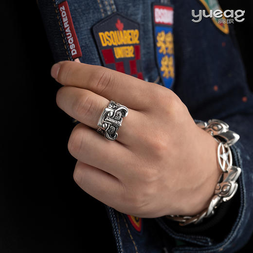 阅银 饰品 祈福戒指 手工制作新国潮925纯银首饰情侣对戒礼物 商品图5