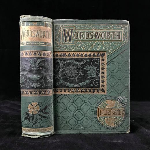 约19世纪后期 华兹华斯诗集 约10幅版画插图 漆布精装32开 商品图0