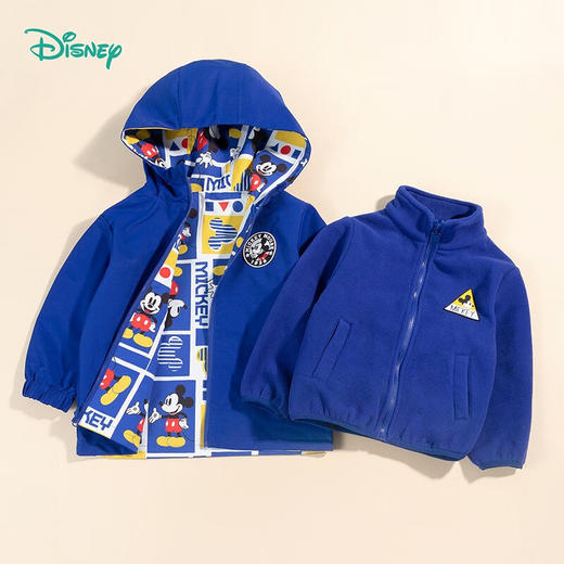 迪士尼童装秋冬新品男童时尚冲锋衣一衣三穿时尚摇粒绒外套223S1730 商品图3