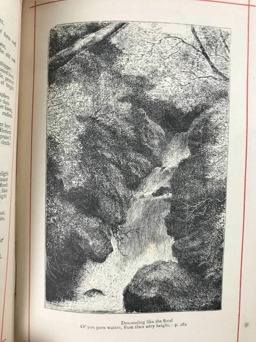 约19世纪后期 华兹华斯诗集 约10幅版画插图 漆布精装32开 商品图13