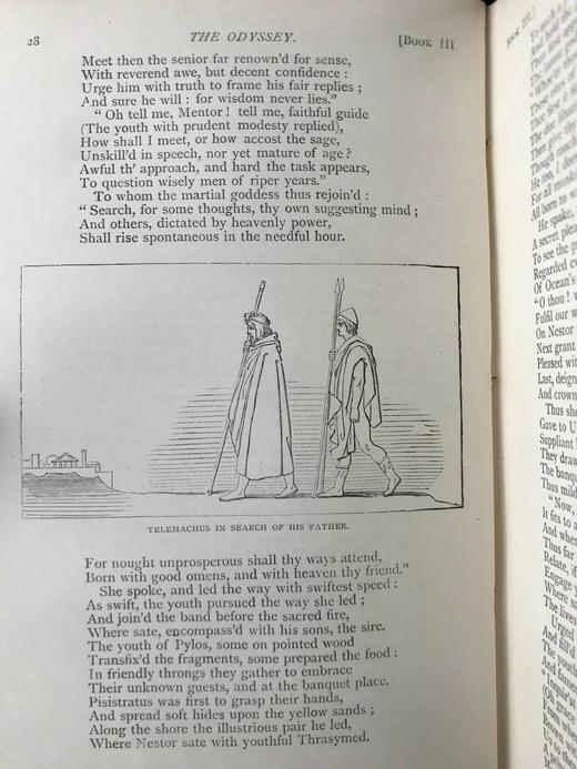 约19世纪后期 荷马史诗《奥德赛》 蒲柏译本 约60幅插图 漆布精装32开 商品图7