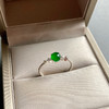 高冰种阳绿翡翠蛋面戒指18k白金钻石镶嵌 商品缩略图2
