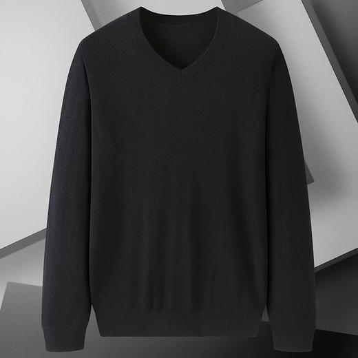 羊毛衫【新款DBJ】大依优型大码男装V领羊毛衫100%绵羊毛针织衫打底线衣套头纯色上衣男士胖子 商品图1