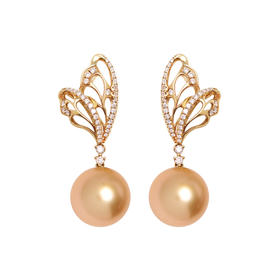 炫彩海南 金18K海水珍珠耳钉 12.5-13mm  63712