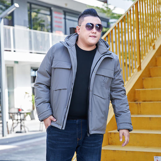 【2天发货】超大码【新款DAL】大依优型大码380斤胖子白鸭绒羽绒服男加肥加大肥佬特大加厚短款男装 商品图0