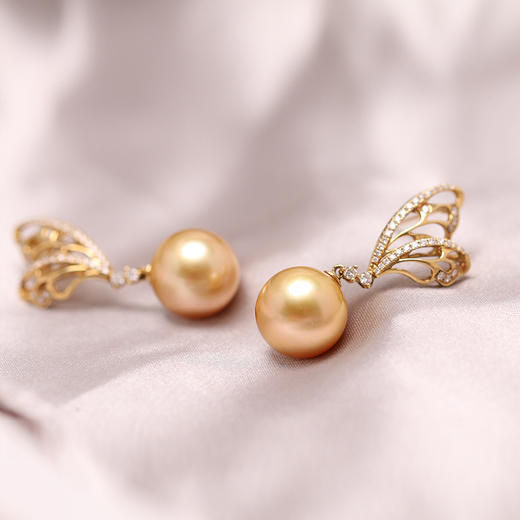 炫彩海南 金18K海水珍珠耳钉 12.5-13mm  63712 商品图3