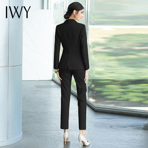 IWY/黑色西装套装职业装西装女秋时尚套装主持人正装修身显瘦CP1488 商品图3