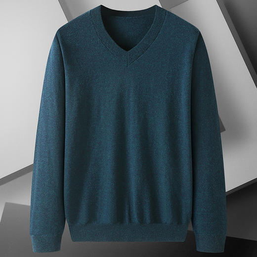 羊毛衫【新款DBJ】大依优型大码男装V领羊毛衫100%绵羊毛针织衫打底线衣套头纯色上衣男士胖子 商品图2