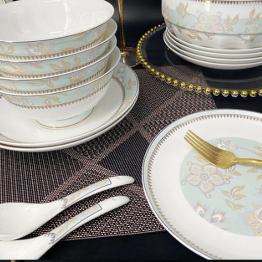 凡瑞斯碧水佳人10人50头骨瓷餐具 商品图4