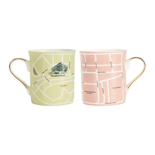 上海图书馆建筑地图系列骨瓷马克杯陶瓷杯对杯礼盒 商品图4