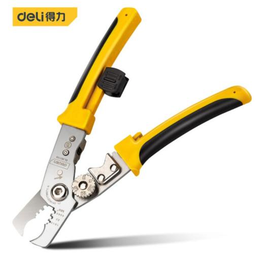 得力DL383108电缆剥线钳开线分线8寸(黄) 商品图0