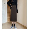 黑色毛呢半身裙高腰设计感后开叉包臀一步裙HN10803 商品缩略图5