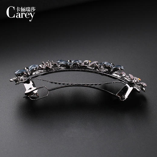 LBE-fj021发夹女后脑勺一字弹簧夹花卉水钻妈妈发卡顶夹中年优雅大号横夹 商品图1