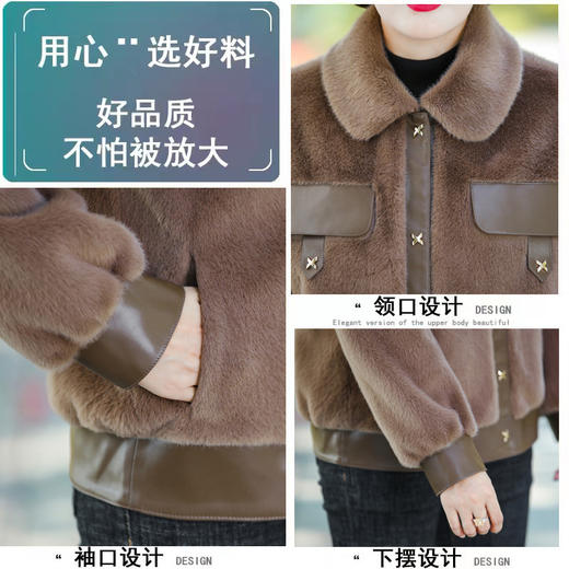 TY-A31O11542 水貂绒外套秋冬新款时尚加厚夹克中老年女装皮毛一体上衣 商品图2