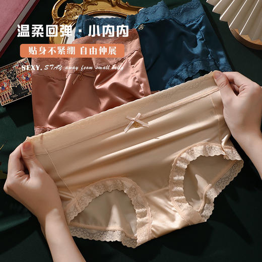 【柔软细腻】玻尿酸光感丝绸内裤 欧式宫廷风法式软蕾丝 手感没得挑 轻柔垂感 商品图2