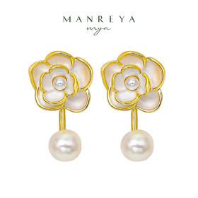 Manreya玛芮雅“月光下的茶花”珍珠耳钉