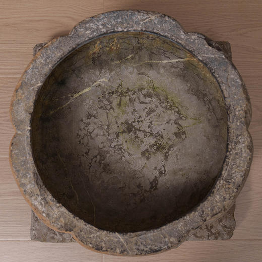 清 青石雕暗八仙方座花口盆 商品图2