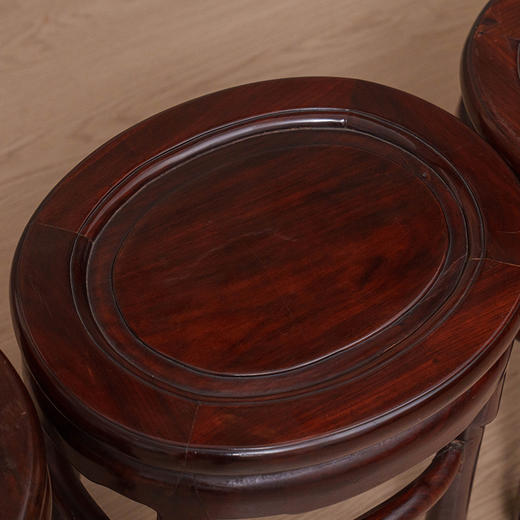清 红木四足随形圆凳成堂（一堂四只） 商品图2