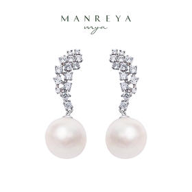 Manreya玛芮雅“冰羽”银镀金爱迪生珍珠耳环