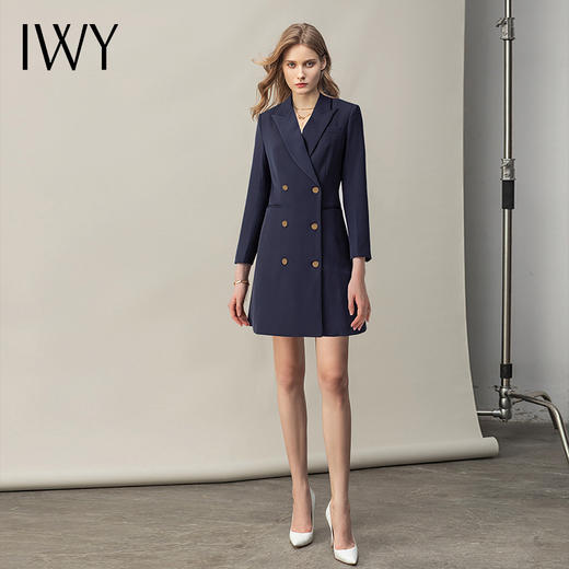 IWY/藏青色职业西装连衣裙气质办公售楼部名媛经理通勤时尚前台OL Q11042 商品图4