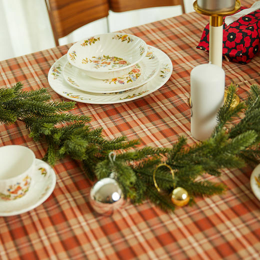 圣诞经典红绿格纹长方形桌布节日氛围棉质桌布 商品图1