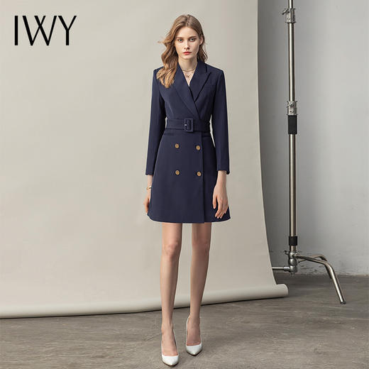 IWY/藏青色职业西装连衣裙气质办公售楼部名媛经理通勤时尚前台OL Q11042 商品图0