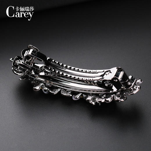 LBE-fj021发夹女后脑勺一字弹簧夹花卉水钻妈妈发卡顶夹中年优雅大号横夹 商品图2