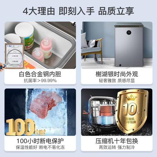 美的(Midea)100升 -40℃深冷锁鲜 减霜节能家用囤货小冷柜 电子控温母婴母乳小冰箱 BD/BC-100KEMS 商品图1