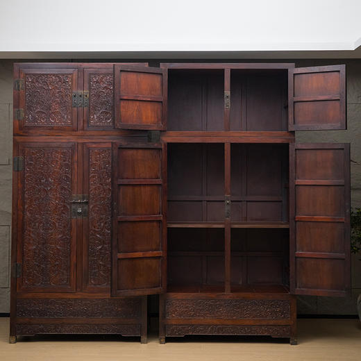 二十世纪 红木雕西番莲纹四件柜 商品图4