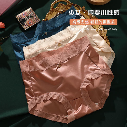 【柔软细腻】玻尿酸光感丝绸内裤 欧式宫廷风法式软蕾丝 手感没得挑 轻柔垂感 商品图3