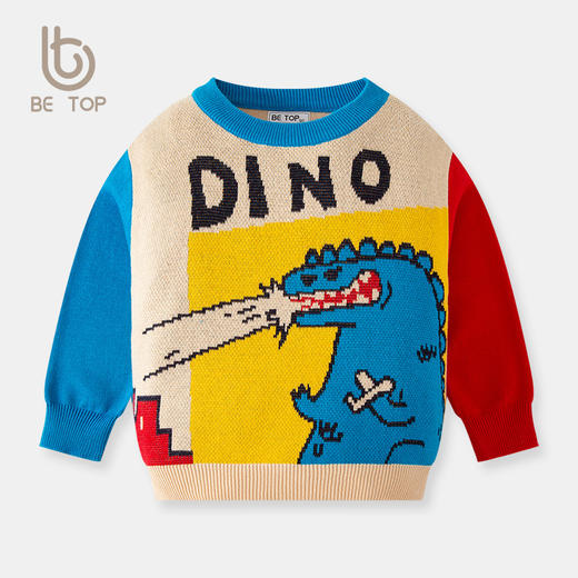 【专柜品质】be top童装儿童秋冬季韩版新款宝宝保暖恐龙毛衣男童圆领针织上衣 商品图5