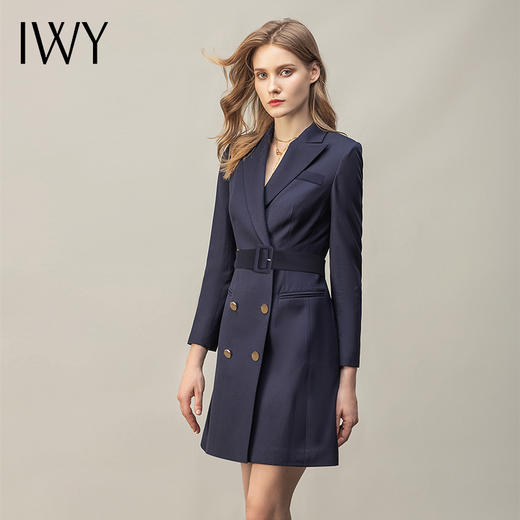 IWY/藏青色职业西装连衣裙气质办公售楼部名媛经理通勤时尚前台OL Q11042 商品图2