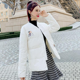 民族风盘扣刺绣羽绒服，复古宽松90白鸭绒HR-WH19389