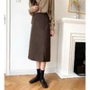 黑色毛呢半身裙高腰设计感后开叉包臀一步裙HN10803 商品缩略图2