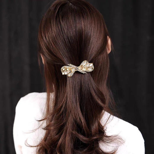 LBE-fj031大号优雅发夹发卡合金顶夹水钻横夹简约成人发饰弹簧夹头饰女 商品图3