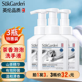 【拍1发3】泡沫型按压洗手液！蔬果园茶香泡泡洗手液500ML*3瓶装-蔬果园泓新仓发