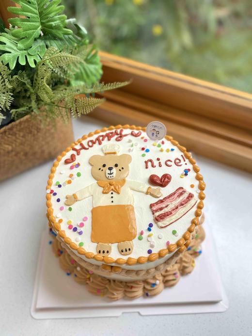 手绘小熊厨师奶油蛋糕 下单前请仔细阅读商品详情 商品图0