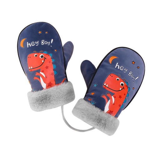 【立体萌趣包指保暖手套】冬季儿童手套户外保暖防风加绒挂绳防丢可爱卡通男女宝宝手套 商品图4