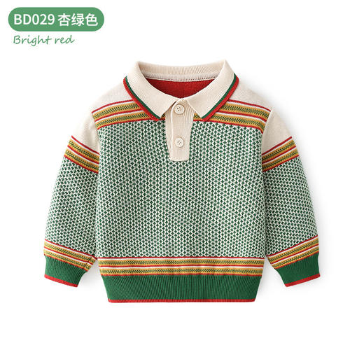 巴布雨韩版晴棉针织polo领男童毛衣A类男童秋装上衣秋冬儿童毛衣 商品图5
