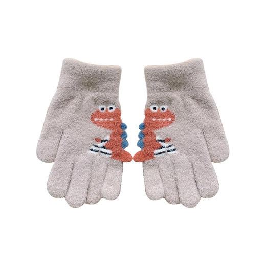 【童趣可爱保暖手套】秋冬款毛绒绒小恐龙分指五指手套男女宝宝保暖防冻不起球手套儿童 商品图4