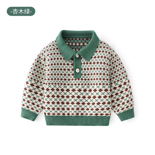 巴布雨韩版晴棉针织polo领男童毛衣A类男童秋装上衣秋冬儿童毛衣 商品图6