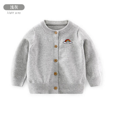 巴布雨柔软ins风简约儿童针织毛衣外套开衫秋纯色A类婴儿毛衣外套 商品图11