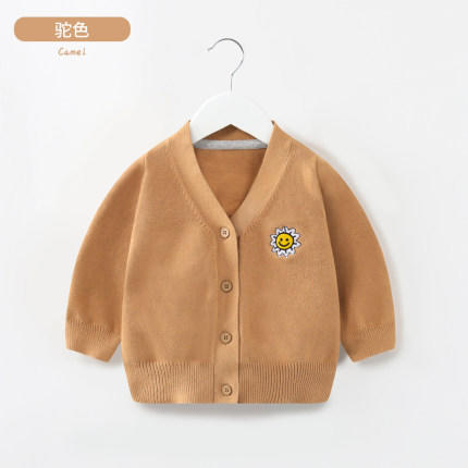 巴布雨柔软ins风简约儿童针织毛衣外套开衫秋纯色A类婴儿毛衣外套 商品图14