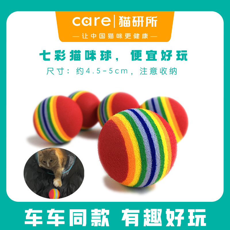 猫研所 猫咪彩虹玩具球 EVA材质发泡棉球 5个一组