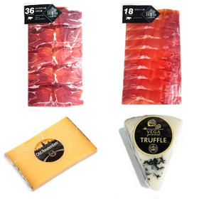 【葡悦商店】套餐D(伊比利亚火腿谷物后腿约0.084kg+美食庄园黑松露绵羊奶酪约0.128kg+老阿姆斯特丹奶酪约0.25kg+西班牙山火腿约0.095kg)