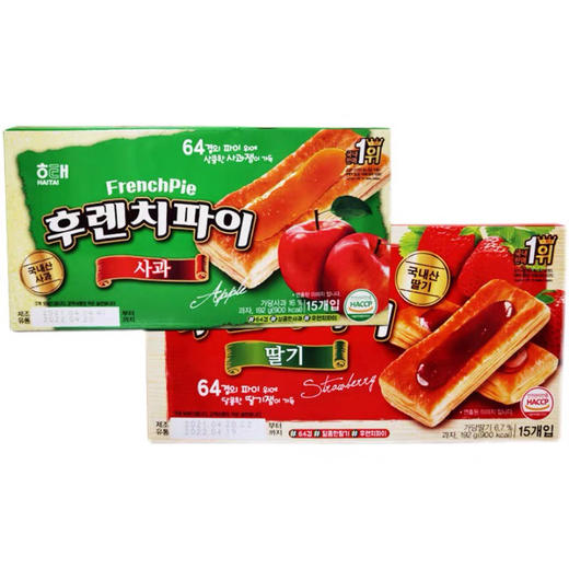 草莓馅千层酥饼干零食松塔酥草莓派韩国进口海太苹果果酱下午茶歇192g 商品图2