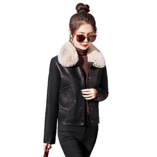 加棉短款小个子大码毛领减龄冬季显瘦皮外套HR-WW96109 商品图4