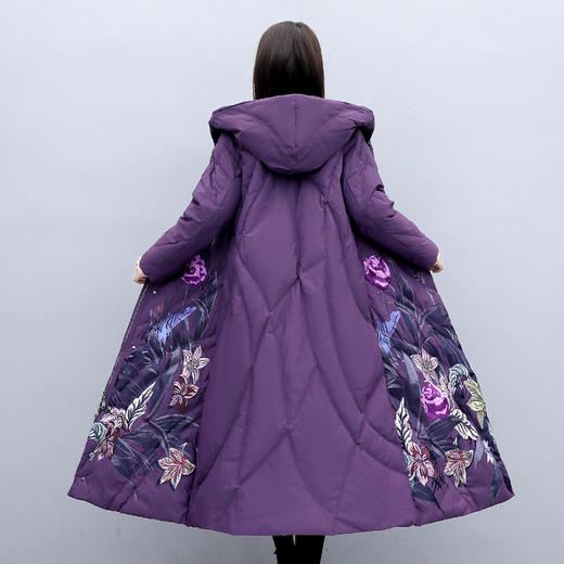 QD-XX2226 冬装外套中年女羽绒棉服中老年人棉衣女中长款秋冬民族风棉袄 商品图3