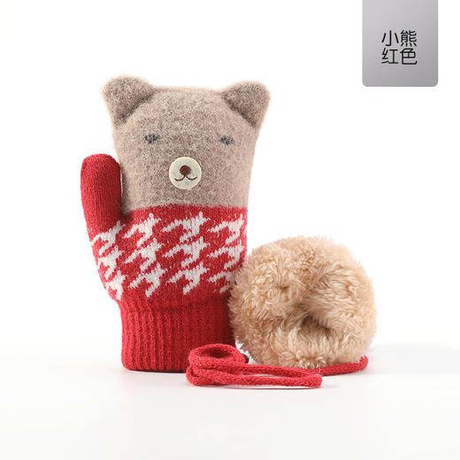 【立体萌趣包指保暖手套】冬季儿童手套户外保暖防风加绒挂绳防丢可爱卡通男女宝宝手套 商品图10